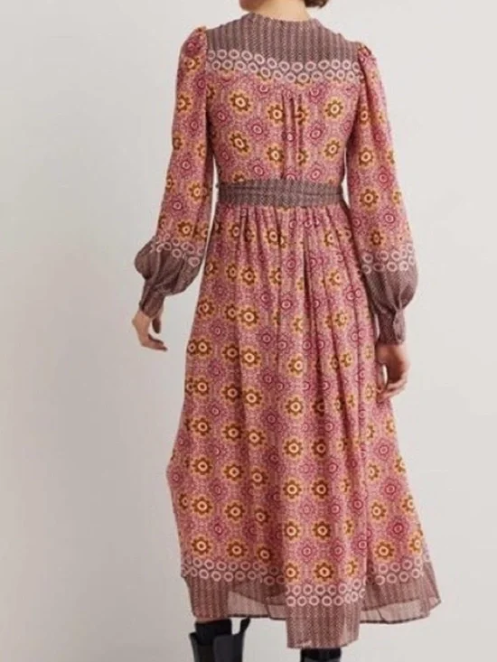 Boden Wow Placement Maxi Dress Floral Print Belted Boho Size 16/18R - Picture 3 of 14